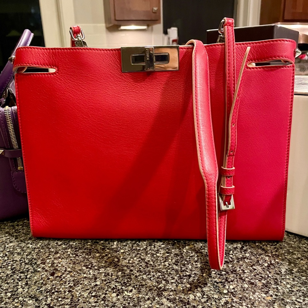 Fendi Vitello Seta Burro Peekaboo Crossbody